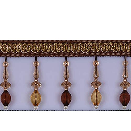 Quasten, Kristall-Quasten, Kristallperlen Fransen Quaste Trim Spitze Hängende Anhänger Ball Band Trimmen for Vorhang Kissen Hochzeit Dekoration Zubehör(Red Coffee,1 Meter) von LRFNKCT