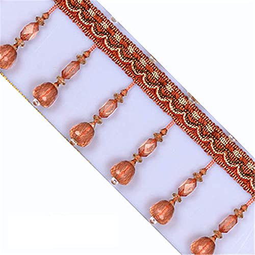 Quasten, Kristall-Quasten, Kristallperlen Quaste Fransenbesatz Spitze Hängende Kugel Anhänger Bänder for Vorhang DIY Kostüm Zubehör(Embroidery,1 Meter) von LRFNKCT