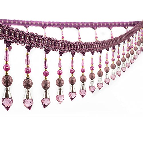 Quasten, Kristall-Quasten, Perlenbesetzte Quastenfransenbesatz, Kristallperlen, Spitzenbänder, hängende Anhängerdekoration for Nähen von Kostümzubehör(Purple) von LRFNKCT