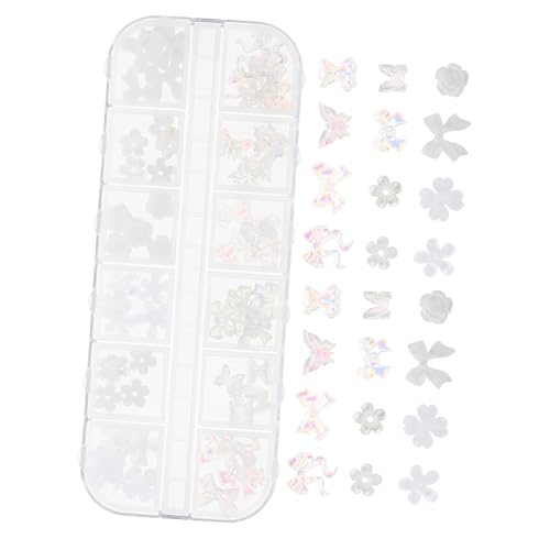 LRXIYODE 1 Karton Teiliges Nail Art Blumen und Schleifen Farbige Harzdekorationen für Maniküre Vielseitige DIY Nail Charms für Nägel Gesicht Körper und Accessoires für Party und Alltag von LRXIYODE