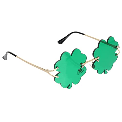 LRXIYODE 1 Paar Gläser Damen Glückliche Kleeblattbrille Party-Requisiten-Dekorationen St Patricks Day Brille Frauen Rave Kobold- Randlos Metall Green von LRXIYODE