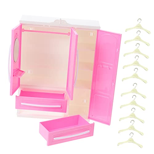 LRXIYODE 1 Satz Puppenkleiderschrank Puppenhaus Mädchen Fashion Doll Closet Miniatur Kleiderständer Für Puppen Puppenschrank Und Kleiderbügel Kartonstuhlgarderobe Kleidung Plastik Rosy von LRXIYODE