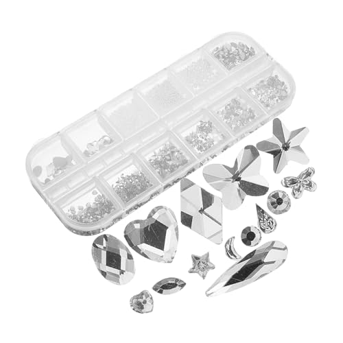 LRXIYODE 1 Schachtel Bunte Flache Nagelstrasssteine Fach Nail Art Charms für Frauen Maniküre Dekoration Langlebig Kreativ für Hochzeit Geburtstag Party von LRXIYODE