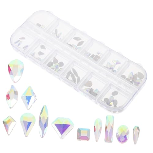 LRXIYODE 1 Schachtel DIY Nail Art Charms Fächer Flache Rückseite Glitzersteine für Nageldesign Dekorative Strasssteine für DIY Nägel Vielseitige Bastelsteine für Schmuck und Handwerk von LRXIYODE