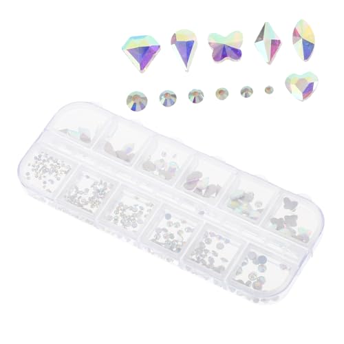 LRXIYODE 1 Schachtel Fach Nail Art Strasssteine Flache Rückseite Funkelnde Ab Glassteine Langlebige Metallverzierung für Maniküre DIY Fingernägel Schmuck Vielseitige Dekoration für von LRXIYODE