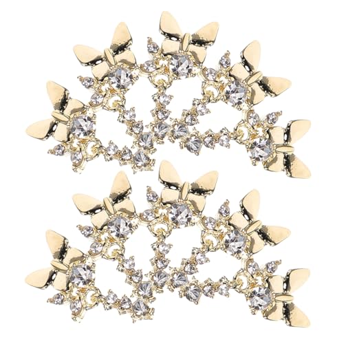 LRXIYODE 10 Goldene Schmetterling Nail Art Charms Glänzende Maniküre Dekorationen für Frauen Einfache Anwendung Vielseitig Kombinierbar für DIY Nageldesign bei Geburtstag Schule von LRXIYODE