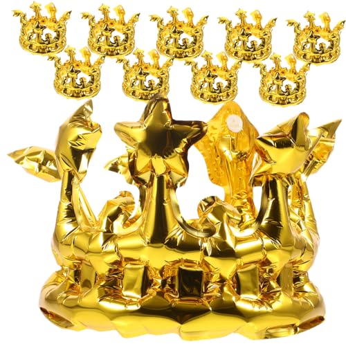 LRXIYODE 10 Stück Teiliges Aufblasbares Kronen Goldene Fünfzack Krone Geburtstag Party Deko Karneval Kostüm Zubehör Leichte Folienballons für Cosplay und Festliche Anlässe LRXIYODE 10 Stück Teiliges Aufblasbares Kronen Goldene Fünfzack Krone Geburtstag Party Deko Karneval Kostüm Zubehör Leichte Folienballons für Cosplay und Festliche Anlässe von LRXIYODE