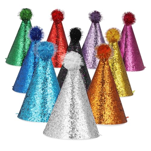 LRXIYODE 10 Stück Teiliges Bunte Polyester Geburtstagskegel Hüte für Erwachsene und Haustiere Vielseitige Partydekoration für Geburtstagsfeiern Karneval Halloween von LRXIYODE