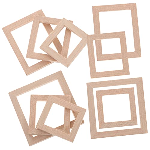 LRXIYODE 10 Stück Teiliges Mini Bilderrahmen aus Naturbelassenem Holz Handgefertigte Puppenhaus Wanddeko Leichte Miniatur Fotorahmen für Mini Haus Zubehör und Kreative Bastelprojekte von LRXIYODE