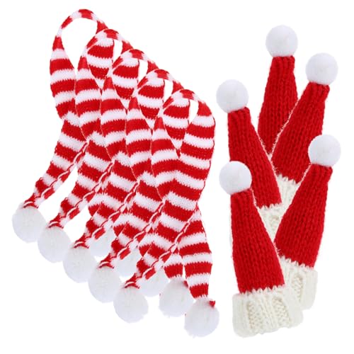LRXIYODE 10 Stück Teiliges Mini Weihnachtsmützen und Schals aus Weichem Wollmaterial Leichte Mini Hut Dekoration für Flaschen Puppen und DIY Bastelarbeiten zur Festlichen LRXIYODE 10 Stück Teiliges Mini Weihnachtsmützen und Schals aus Weichem Wollmaterial Leichte Mini Hut Dekoration für Flaschen Puppen und DIY Bastelarbeiten zur Festlichen von LRXIYODE