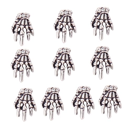 LRXIYODE 10 Stück Teiliges Nail Art Alloy Skelett Hand Nageldekoration Diy Selbstklebend Langlebig Modisch für Party Urlaub und Nageldesign von LRXIYODE