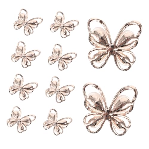 LRXIYODE 10 Stück Teiliges Schmetterling Fingernagel Deko mit Katzenaugen Roségoldfarbene Nagelkunst Patches mit Strasssteinen Langlebig und Leicht für Natürliche und Künstliche Nägel bei von LRXIYODE