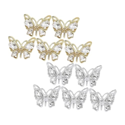 LRXIYODE 10 Stück Teiliges Schmetterling Nagel Charms aus Metalllegierung mit Funkelnden Strasssteinen Langlebig und Glänzend für DIY Nail Art Geeignet für Acrylnägel und Nagelverzierung von LRXIYODE