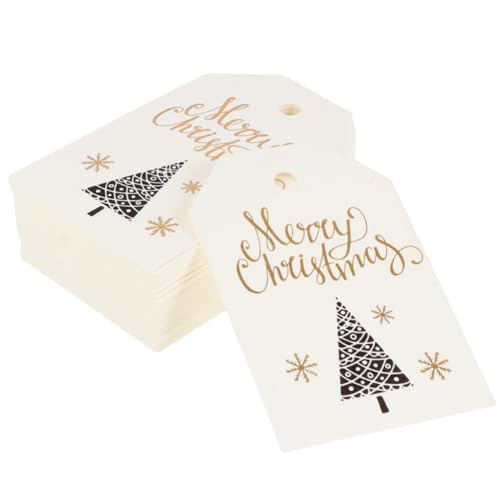 LRXIYODE 100 Stück Weihnachtsbaum DIY Karten Kreative Merry Christmas Lesezeichen Hochwertige Geschenkanhänger aus Vielseitige Weihnachtsdeko für Geschenke und Baumgestaltung von LRXIYODE