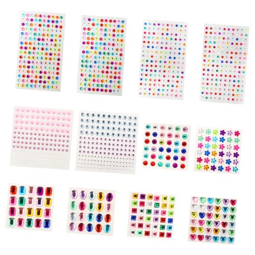 LRXIYODE 12 Blatt Selbstklebende Acryl Strasssteine Nagelsticker DIY Nail Art Dekorationen Funkelnde Aufkleber für Kreative Nägel Weihnachten Festival von LRXIYODE