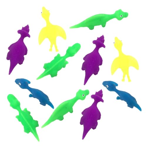 LRXIYODE 12 Stück Teiliges Dinosaurier Finger Elastische Fliegende Gummi Zufälligen Farben Kindersicheres Stretch für Partys Mitgebsel und Stressabbau Zufällige Farbe Zufällige Farbe von LRXIYODE