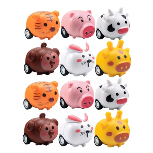 LRXIYODE 12 Stück Teiliges Mini Pullback Auto Niedliche Cartoon Fahrzeuge Reibungsbetriebene Kinderautos für Kleinkinder Jungen als Kindergarten Partygeschenke und Mitgebsel von LRXIYODE