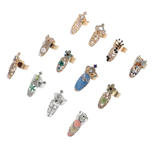 LRXIYODE 12 Stück Teiliges Nagelringe mit Strasssteinen Offene Fingerringe aus Hautfreundlichem Material Verstellbar und Kleberfrei Manicure Dekoration für Damen bei Hochzeit Party und LRXIYODE 12 Stück Teiliges Nagelringe mit Strasssteinen Offene Fingerringe aus Hautfreundlichem Material Verstellbar und Kleberfrei Manicure Dekoration für Damen bei Hochzeit Party und von LRXIYODE