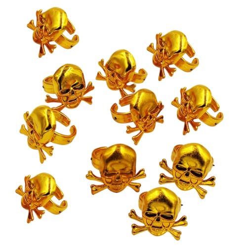 LRXIYODE 12 Stück Teiliges Piratenringe mit Schädelmotiv Goldfarbene Halloween Party Requisiten Verstellbare als Mitgebsel für Piratenkostüm und Kindergeburtstag LRXIYODE 12 Stück Teiliges Piratenringe mit Schädelmotiv Goldfarbene Halloween Party Requisiten Verstellbare als Mitgebsel für Piratenkostüm und Kindergeburtstag von LRXIYODE