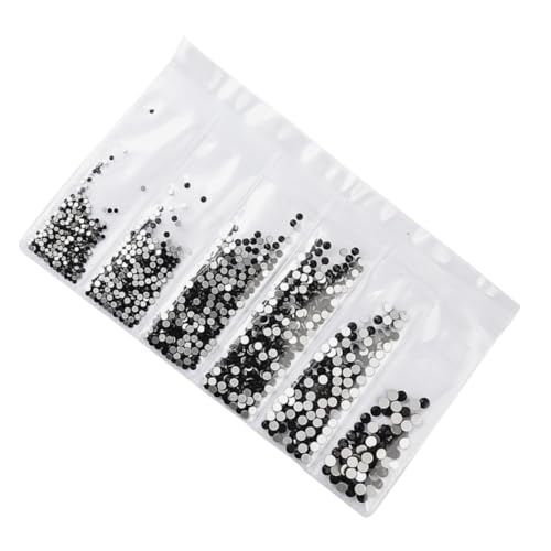 LRXIYODE 1364 Stück Teiliges Nagelstein in Schwarz Langlebige Flache Strasssteine in Verschiedenen DIY Maniküre Dekoration Nagelkunst Zubehör für Frauen von LRXIYODE