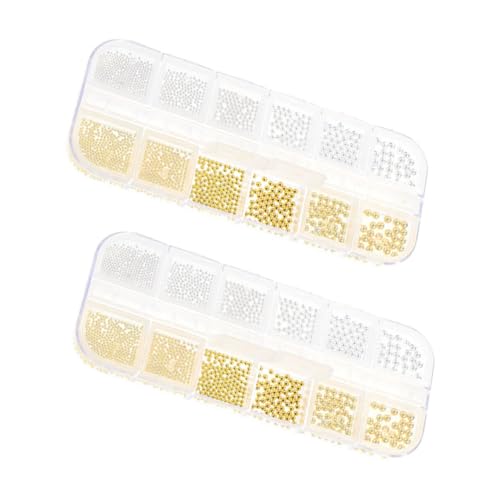 LRXIYODE 2 Boxen Boxen Metall Nagelkunst Charms Gemischte und Farben Langlebige Kleine Metallkugeln Caviar Beads Widerstandsfähige Stahlperlen für Kreative Maniküre Dekoration DIY von LRXIYODE