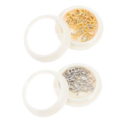 LRXIYODE 2 Boxen Teiliges Alphabet Nail Charms aus Metall in Gold und Silber Funkelnde Buchstaben Nail Art Charms mit Strasssteinen für Maniküre DIY Nagel Dekoration Langlebig und von LRXIYODE
