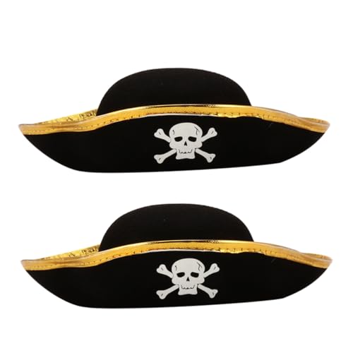 LRXIYODE 2 Stück Piratenhut Bambusfaser mit Dekor Cosplay Mütze für Erwachsene und Halloween Kostüm Zubehör für Karneval Fasching Maskenball von LRXIYODE