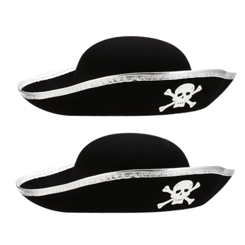 LRXIYODE 2 Stück Teiliges Piratenhut mit Design Cosplay Zubehör für Erwachsene und Halloween Kostüm Party Accessoire für Piraten Mottoparty und Theater von LRXIYODE