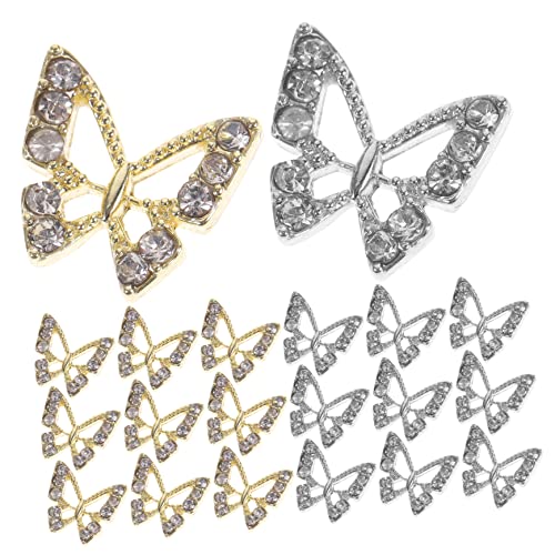 LRXIYODE 20 Stück Schmetterlings Nagelschmuck für Damen Strass Nail Art Charms Gold Silber für Maniküre und Kreative Nagelkunst für Feste und Partys LRXIYODE 20 Stück Schmetterlings Nagelschmuck für Damen Strass Nail Art Charms Gold Silber für Maniküre und Kreative Nagelkunst für Feste und Partys von LRXIYODE