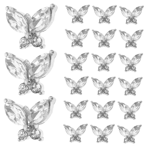 LRXIYODE 20 Stück Teiliges Nagel charms Schmetterling Nail Art Dekorationen aus Langlebigem Legierungs Strassmaterial Kleine für Frauen Maniküre Zubehör für Weihnachten Partys Geburtstage von LRXIYODE