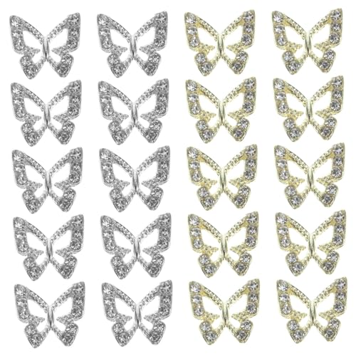 LRXIYODE 20 Stück Teiliges Nail Art Charms Schmetterling Maniküre Dekorationen mit Strasssteinen Langlebige für Frauen Maniküre Zubehör für Party Hochzeit Alltag LRXIYODE 20 Stück Teiliges Nail Art Charms Schmetterling Maniküre Dekorationen mit Strasssteinen Langlebige für Frauen Maniküre Zubehör für Party Hochzeit Alltag von LRXIYODE