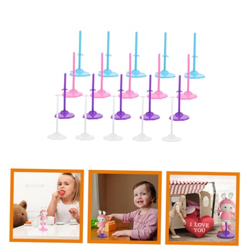 LRXIYODE 20 Stück Teiliges Verstellbares Puppenständer Doll Racks mit Clip Halterung Leicht Robust und Tragbar für Actionfiguren und Mädchenpuppen Farblich Sortiert Blau Violett von LRXIYODE