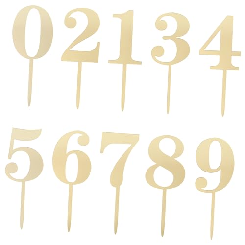 LRXIYODE 20 Teiliges Acryl Cake Topper Zahlen Je Gold für Geburtstag Hochzeit Party Tortendeko Vielseitig Langlebig Einfach zu Verwenden von LRXIYODE
