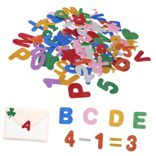 LRXIYODE 296 Stück Teiliges EVA Glitter Sticker mit Zahlen Buchstaben und Tieren Selbstklebend für DIY Scrapbooking Kinderfreundlich Vielseitig für Bastelprojekte und Lernaktivitäten von LRXIYODE
