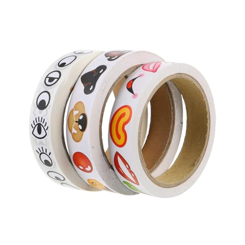 LRXIYODE 3 Rollen Selbstklebende Sticker für Augen Nase und Mund Kreative Aufkleber für für DIY Projekte und Bastelarbeiten von LRXIYODE