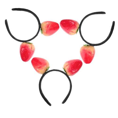 LRXIYODE 3 Stück Teiliges Doppel Erdbeer Haarreif aus Witziger Kopfschmuck für Themenpartys und Festtage Stabiles Auffälliges Accessoire für Fotoshootings von LRXIYODE