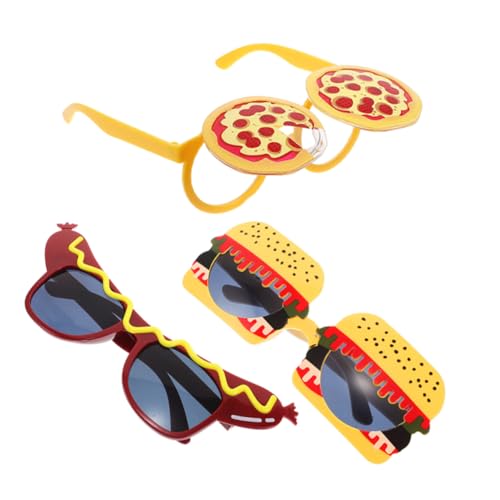 LRXIYODE 3 Stück Teiliges Lustige Food Sonnenbrillen Pizza Hamburger Hot Dog Transparente Partybrille mit Leichtem Rahmen Unisex Accessoire für Foto Booth Geburtstag Kostümspaß von LRXIYODE