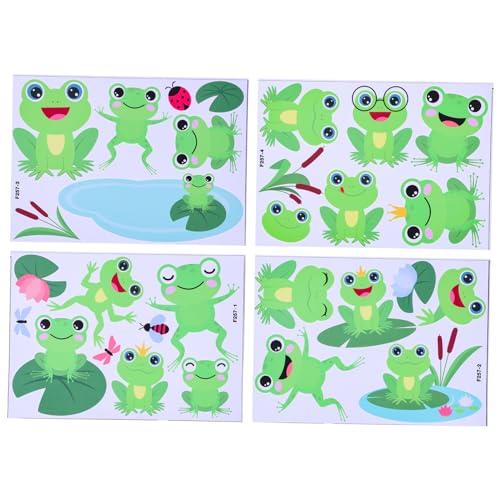 LRXIYODE 4 Blätter Grüne Frosch Wandtattoos Kinderzimmer Wanddekoration Abziehbar Selbstklebend PVC Wandsticker für Schlafzimmer und Spielzimmer Kreative Tier Wandaufkleber von LRXIYODE