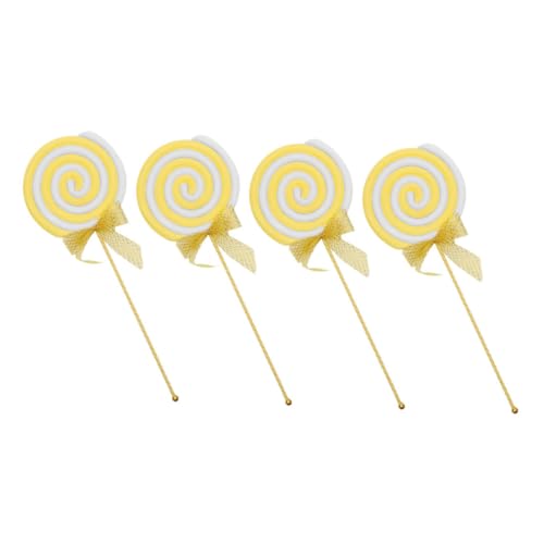 LRXIYODE 4 Stück Giant Bunte Lutscher Dekorationen Teiliges für Kindergeburtstag Große Wirbel Lutscher Cake Toppers Requisiten für Candyland Thema und Fotografie von LRXIYODE