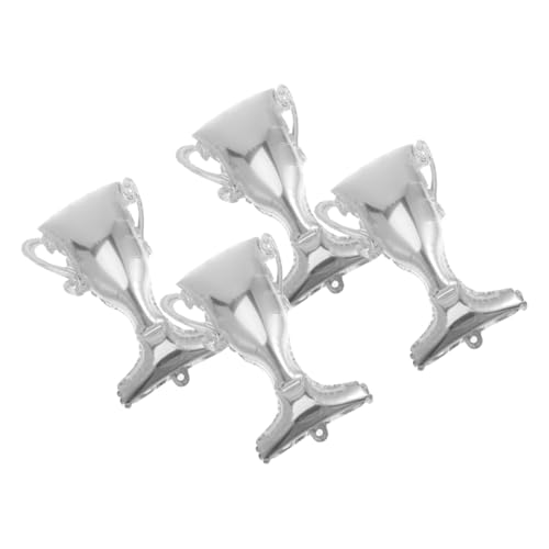 LRXIYODE 4 Stück Teiliges Aluminiumfolie Pokal Ballon Silber Partydeko für Abschlussfeier Langlebig Formstabil für Innen und Außen Festliche Deko für Jugendpartys von LRXIYODE