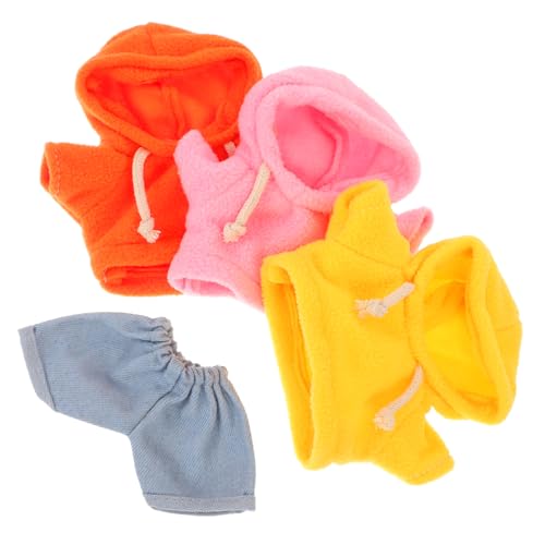 LRXIYODE 4 Stück Teiliges Puppenkleidung Set Plüsch Bär Outfit Austauschbare Kapuzenpullover und Hosen Stilvolle Kuscheltier Kleidung für Kreative und Vielseitiges Ankleiden von Puppen und von LRXIYODE