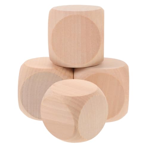 LRXIYODE 4 Stück Unbehandelte Holz Würfel DIY Bastelwürfel für Spiele und Partys Blanko Holzklötze zum Beschriften und Gestalten für Kreative Projekte von LRXIYODE