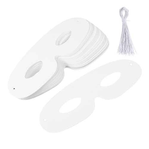 LRXIYODE 40 Sätze Weiße Papiermasken zum Bemalen Leichte DIY Blanko Masken für Karneval Halloween und Cosplay Partys Sichere Bastelmaterialien für Individuelle Masken Dekoration von LRXIYODE