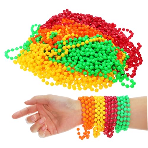 LRXIYODE 48 . Teiliges Neon Perlen Fluoreszierende Kunststoff Halsketten Leichte Party Accessoires Wiederverwendbar Bunte Masquerade Party Dekorationen für Frauen und Geburtstagsfeiern von LRXIYODE
