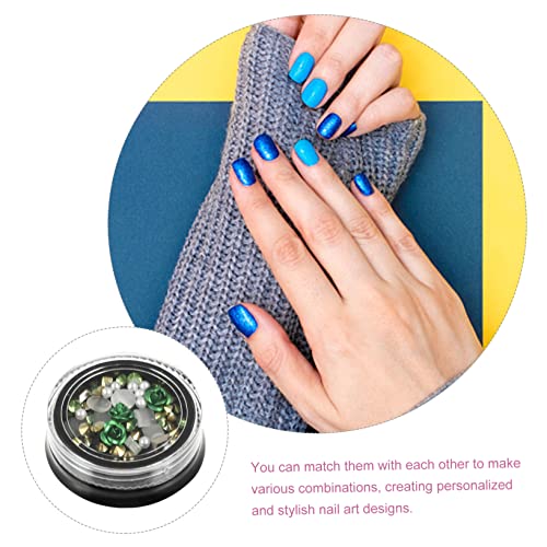 LRXIYODE 5 Boxen Blumen Nail Charms mit Strasssteinen Metall Rosen Nagel Schmuck für Nail Art Accessoires für Damen DIY Nageldesign für Fingernägel und Zehennägel von LRXIYODE