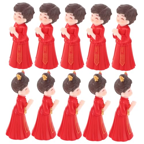 LRXIYODE 5 Paare Chinesische Hochzeitsfiguren Traditionelle Brautpaar-statuen in Miniatur-dekoration für Hochzeitstorten DIY Micro Landscape als Asiatisches Brautpaar-ornament von LRXIYODE