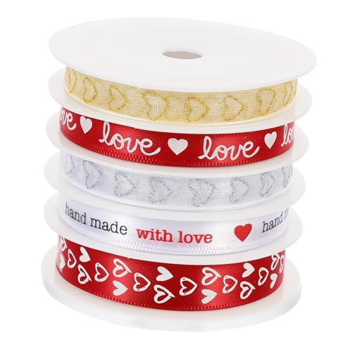 LRXIYODE 5 Rollen Teiliges Geschenkband Set mit Herzförmigen Mustern Dekoband für Valentinstag Hochzeit Party Geschenkverpackung Vielseitig für Geschenkboxen Weinflaschen Bastelarbeiten LRXIYODE 5 Rollen Teiliges Geschenkband Set mit Herzförmigen Mustern Dekoband für Valentinstag Hochzeit Party Geschenkverpackung Vielseitig für Geschenkboxen Weinflaschen Bastelarbeiten von LRXIYODE