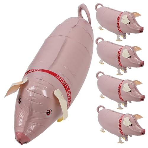 LRXIYODE 5 Stück Teiliges Aufblasbare Schweineballons Niedliche Partydekorationen und Stressabbau Langlebige Folienballons mit Sicherem Ventil für Geburtstage und Spielräume von LRXIYODE