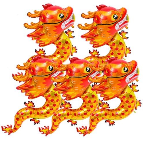 LRXIYODE 5 Stück Teiliges Chinesisches Neujahrs Drachen Folienballon Rote Aluminiumfolie Glückssymbol Leichte Partydeko für Neujahrs und Kindergeburtstagsfeiern Einfach Aufzuhängen und LRXIYODE 5 Stück Teiliges Chinesisches Neujahrs Drachen Folienballon Rote Aluminiumfolie Glückssymbol Leichte Partydeko für Neujahrs und Kindergeburtstagsfeiern Einfach Aufzuhängen und von LRXIYODE