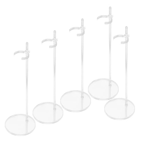 LRXIYODE 5 Stück Transparenter Verstellbarer Puppenständer Stabiler Display Halter mit Dickem Rundsockel für Figuren Modellhalter für Zuhause und Geschäft Platzsparend und Einfach zu von LRXIYODE